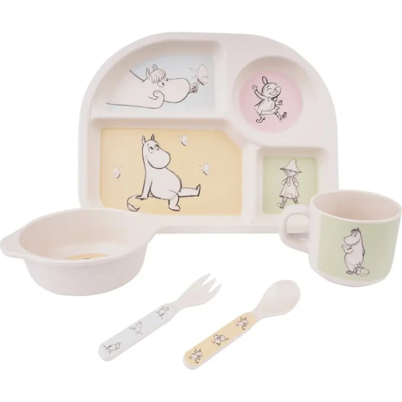 Barbo Toys Moomin Spisesæt - 5 dele med 4-rummers tallerken