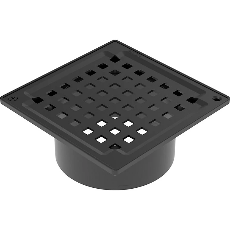 Blücher Square overdel med rist 145x145mm - Sort rustfrit stål