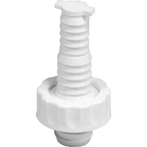 Slangenippel 1" med omløber, hvid PP-plast