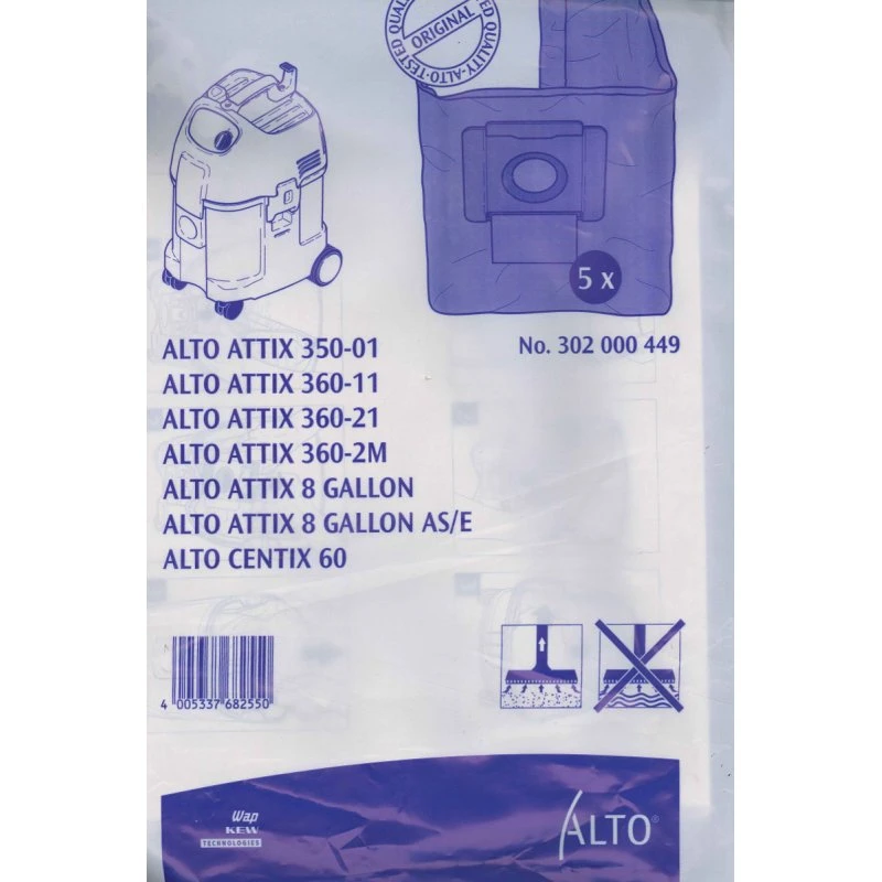 Nilfisk-Alto papirposer til Attix 3 og Centix 60 (5 stk)