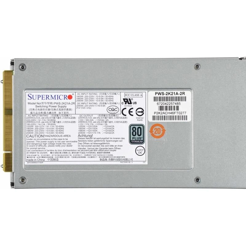 Supermicro PWS-2K21A-2R 2200W 80+ Titanium 2U