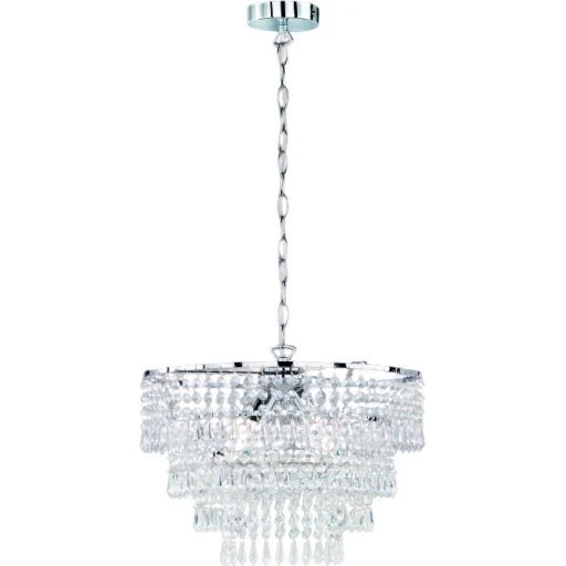 Trio Lighting Orient lysekrone, 3xE14, krom og klar akryl