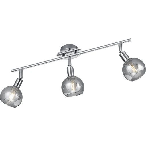 Trio Lighting Brest væg- & loftlampe, 3 spots i krom og glas