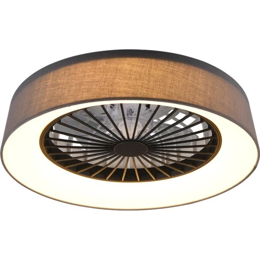 Trio Lighting Farsund loftventilator med lys og stofskærm