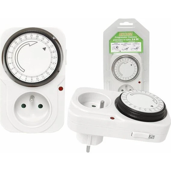 Analog timer, 24 timer, 16A, jordet stikkontakt