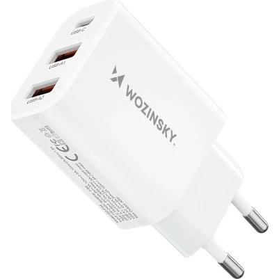 Wozinsky CWCUCW 30W USB-C & 2x USB-A AC-oplader - Hvid