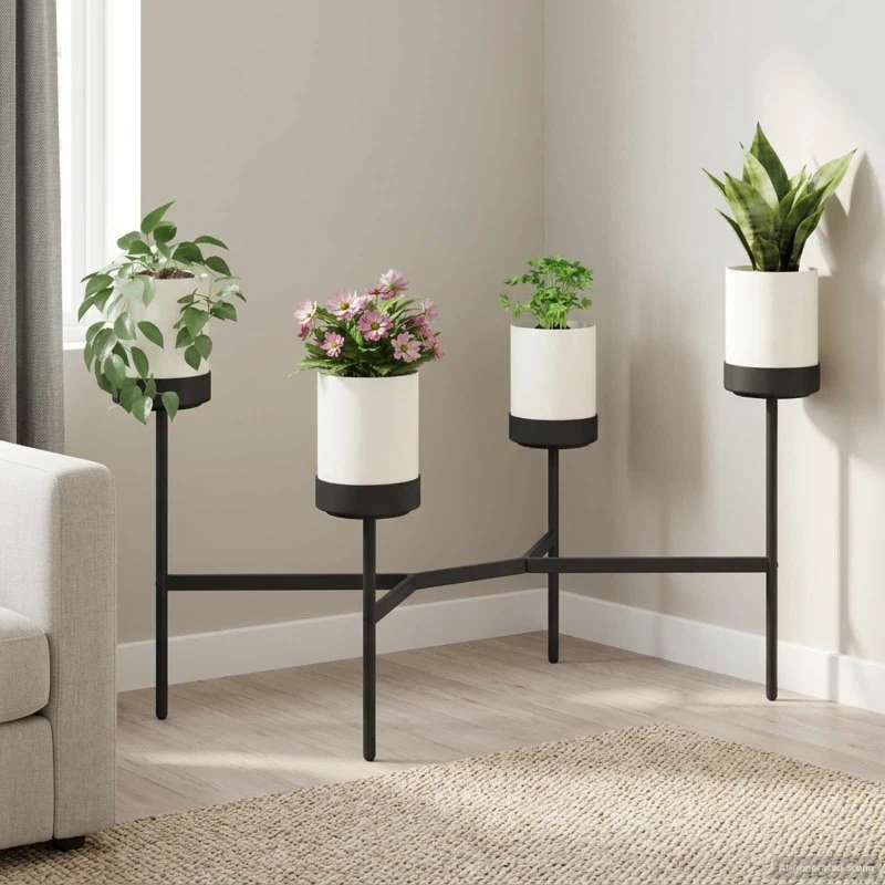 vidaXL Blomsterstativ Hvid 125 x 55 x 81 cm - PP og stål