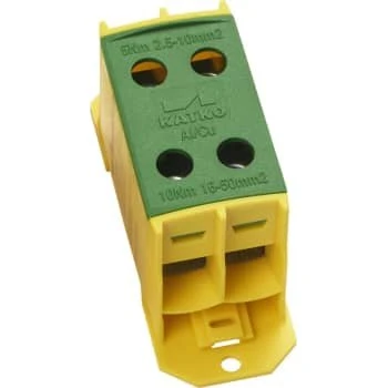 Katko KL2x50PE Klemme til Al/Cu, 2x2,5-50 mm², 160/320A, Gul/Grøn