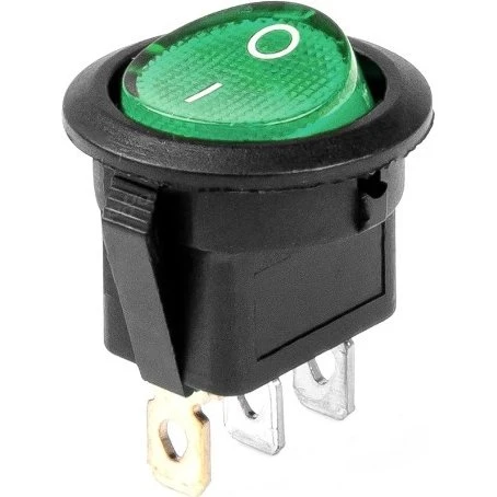 AMiO Afbryder 03084 - Rund med grøn baggrundsbelysning, 20A
