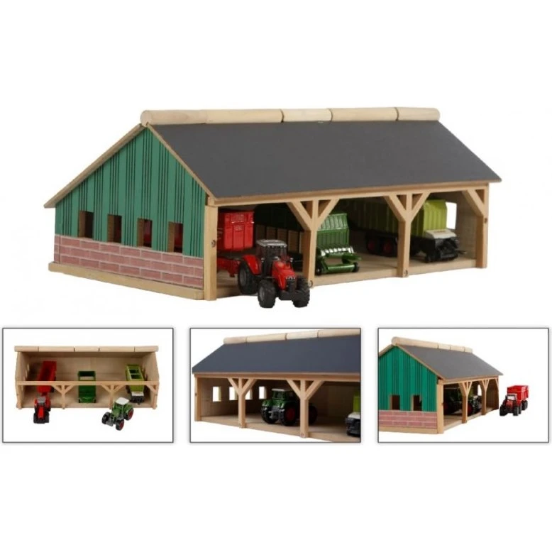 Kids Globe Trægarage i skala 1:87 til små traktorer