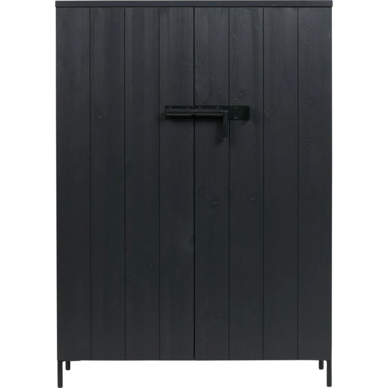 WOOOD Bruut Opbevaringsskab 2-døre Sort Fyr - 140x100x41 cm