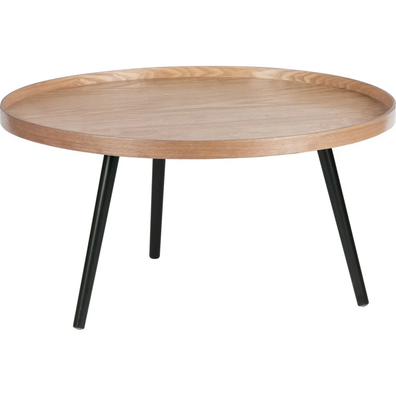 WOOOD Mesa sidebord XL, rund - natur MDF og sort fyrretræ (Ø78)