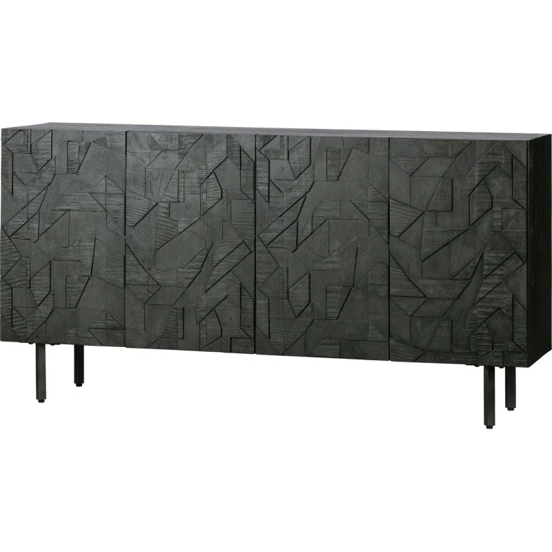 WOOOD Counter Skænk i mangotræ og metal, sort, 160x83x40 cm
