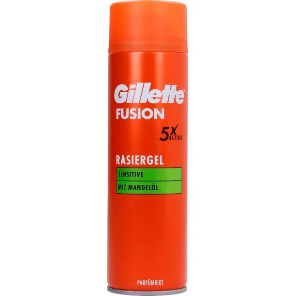 Gillette Fusion5 Barbergel Sensitive 200 ml med mandelolie