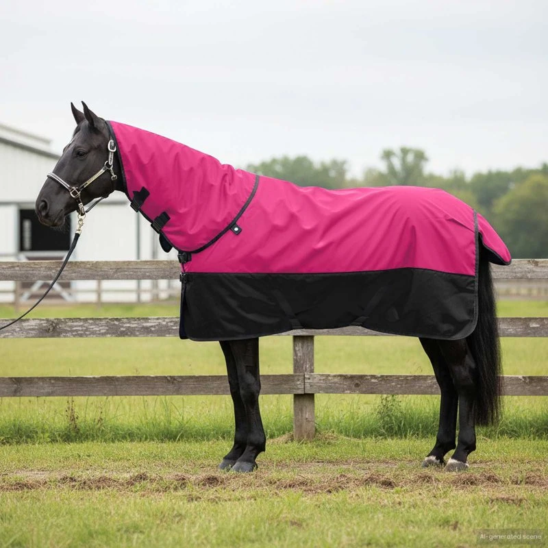 vidaXL Hestetæppe Pink og Sort 155 cm