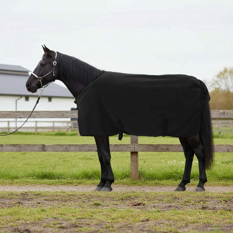vidaXL Hestetæppe Sort 85 cm Polyester Fleece