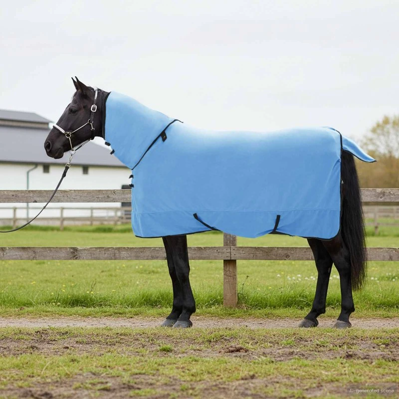 vidaXL Hestetæppe Aqua 145 cm - Blødt Fleece med Hals