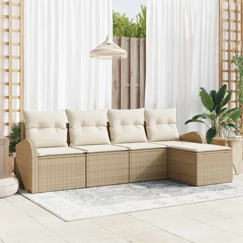 vidaXL Havesofa Sæt Beige Polyrattan