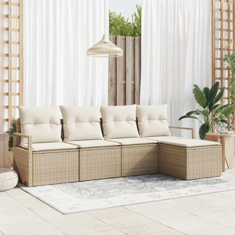 vidaXL Sofa Sæt 5 stk. Beige Polyrattan