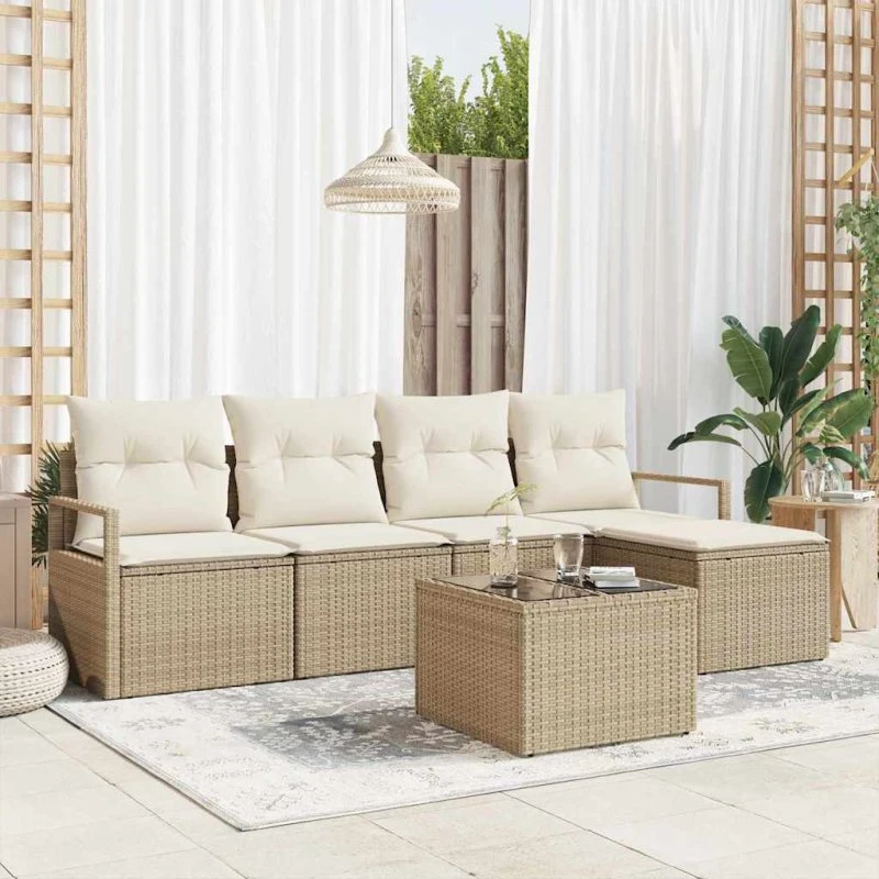 vidaXL Sofa Sæt 6 stk. Beige Polyrattan