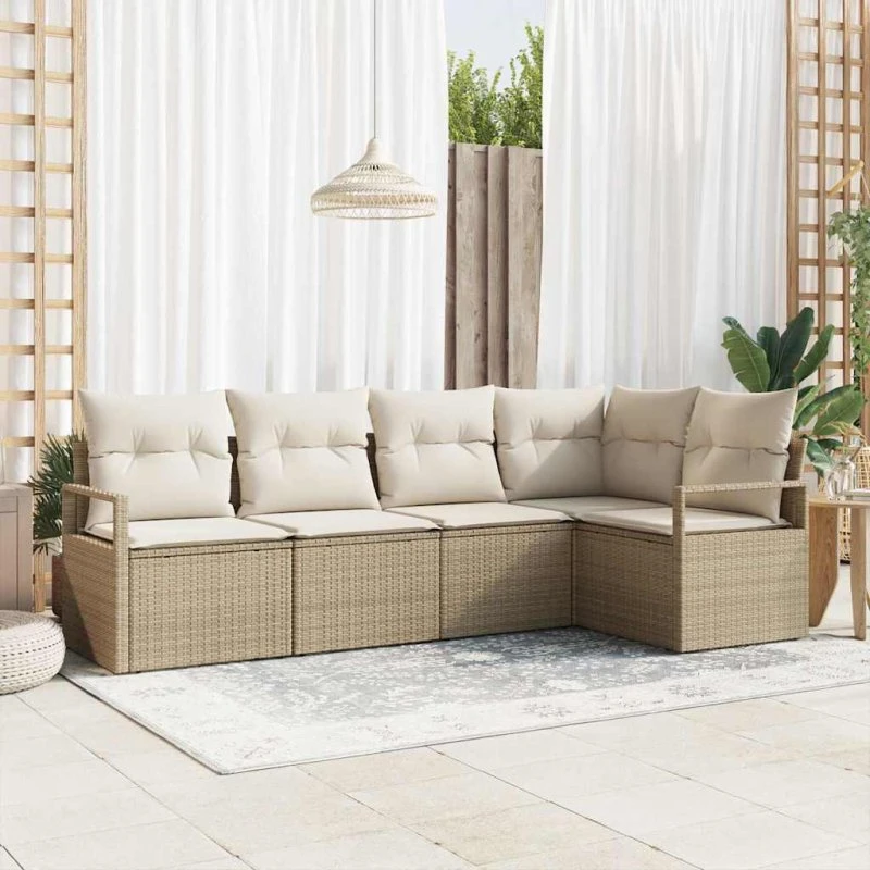 vidaXL Sofa Sæt 5 stk. Beige Polyrattan