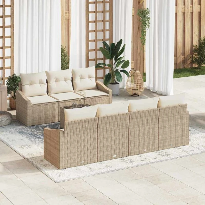 vidaXL Sofa Sæt 8 stk. Beige og Creme Polyrattan