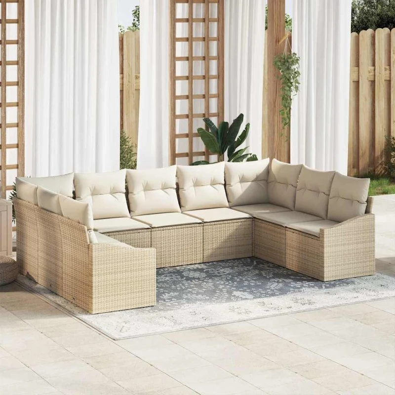 vidaXL Sofa Sæt 9 stk. Beige Polyrattan