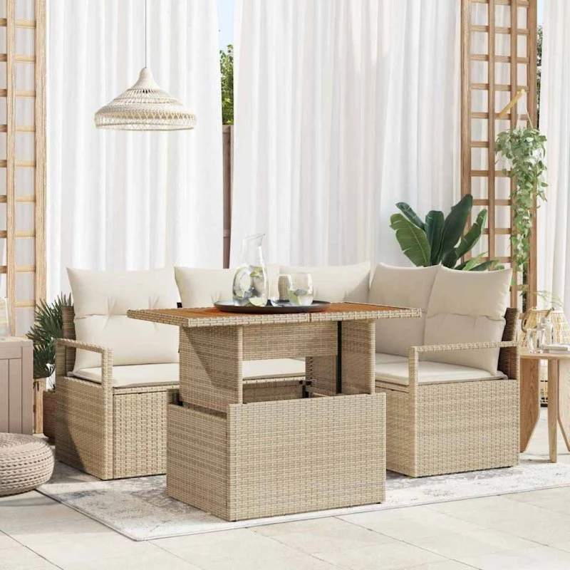 vidaXL Havesofa Sæt 5 dele - Beige og Creme