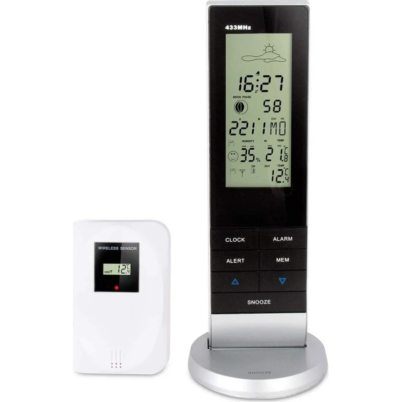 Alecto WS-1150 Vejrstation med trådløs sensor, Sort/Sølv