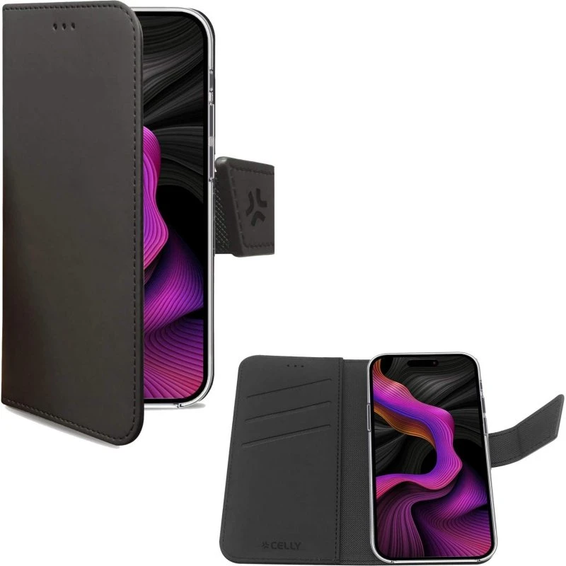 Celly Wally Wallet Case til iPhone 15 Plus - Sort