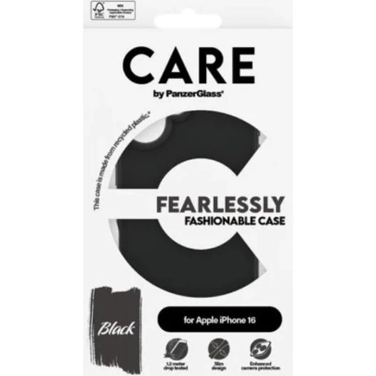 PanzerGlass CARE Fashionable Case til iPhone 16, Sort
