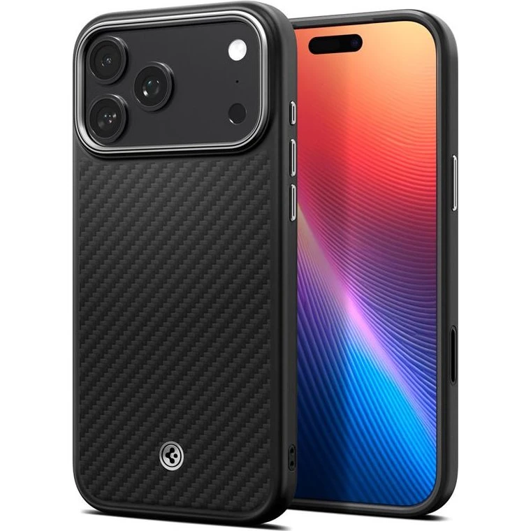 Spigen Enzo Aramid T til iPhone 17 Pro - Black Silver
