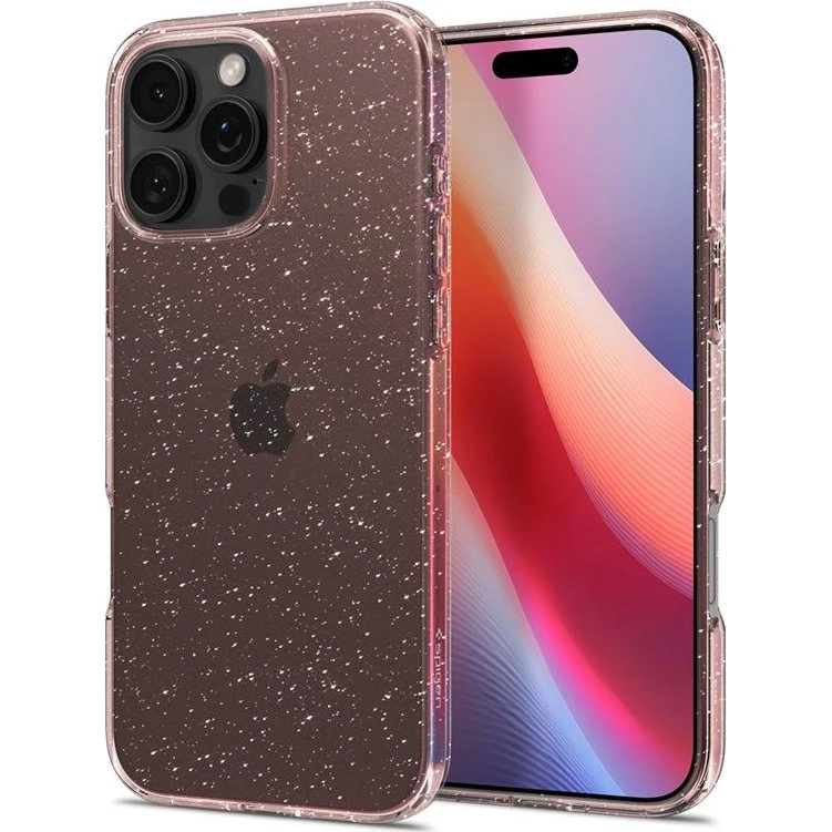 Spigen Liquid Crystal Glitter Case til iPhone 16 Pro - Rose Quartz