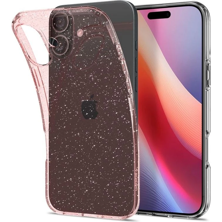 Spigen Liquid Crystal Glitter Case til iPhone 16 - Rose Quartz