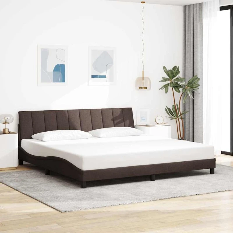 vidaXL sengeramme Hanko 200x200 cm mørkebrun stof