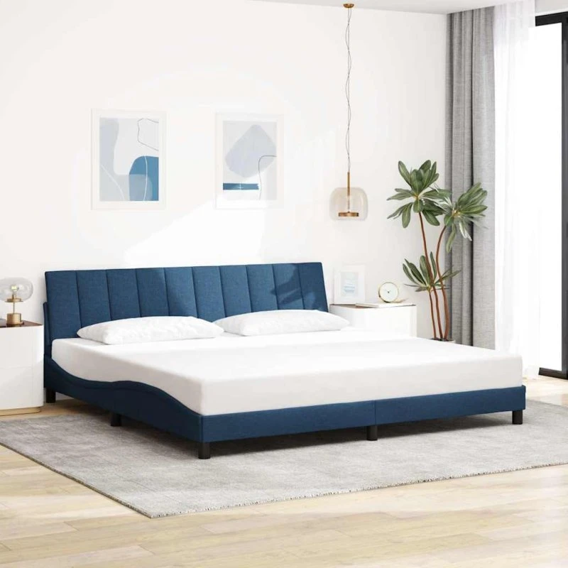 vidaXL sengeramme Hanko 200x200 cm - Blå stof