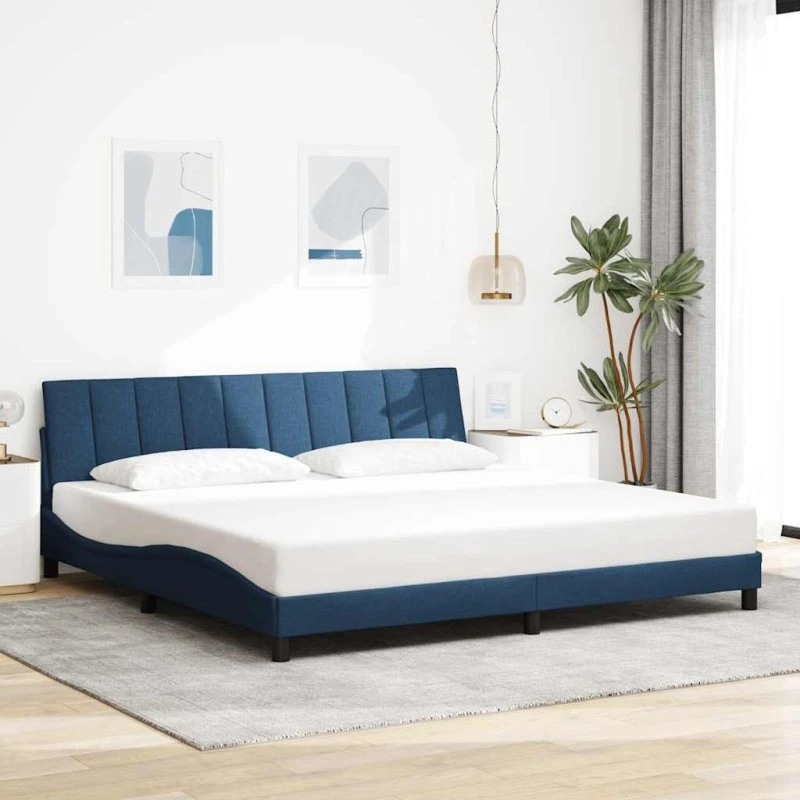 vidaXL sengeramme Hanko 200x200 cm blå stof