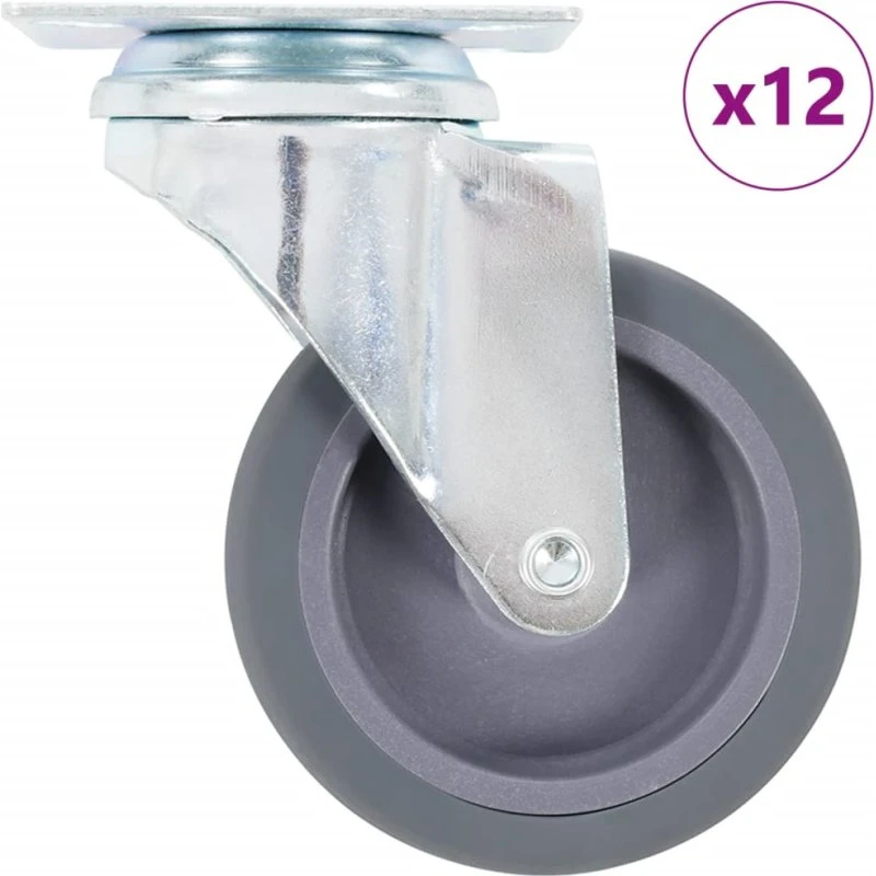 vidaXL drejehjul 12 stk. 75 mm TPR med pladebeslag