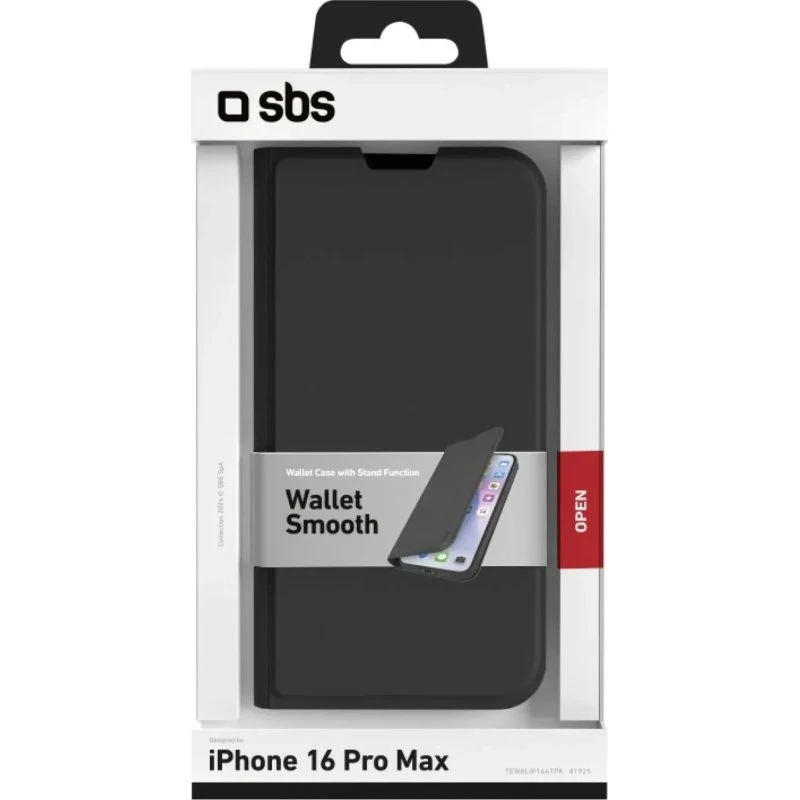 SBS Tegnebogs Cover til iPhone 16 Pro Max - Sort
