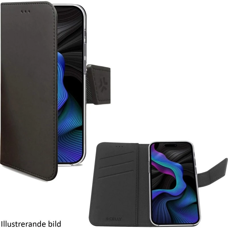 Celly Wally Wallet Case til iPhone 16 - Sort