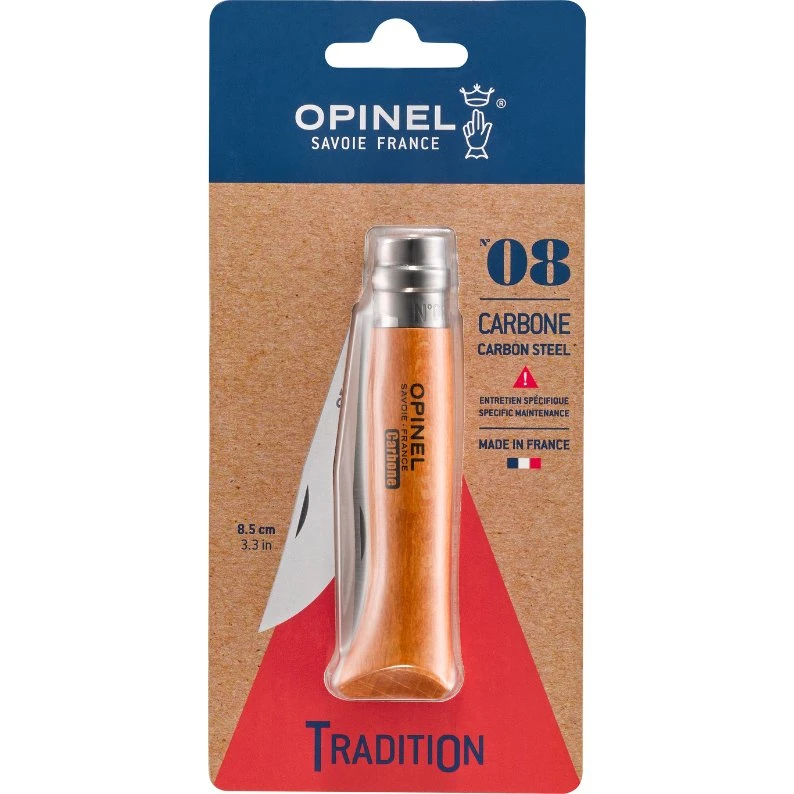 Opinel N°8 Lommekniv i Bøg med Carbonstål (8,5 cm)