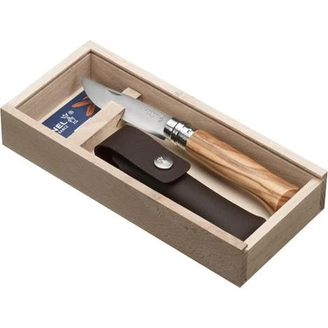 Opinel No. 8 Foldekniv i Olivenetræ, 8,5 cm med gaveæske