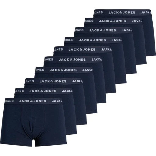 Jack & Jones Solid boxershorts 10-pak, marineblå, str. M