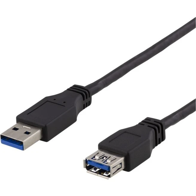 DELTACO USB 3.1 Gen1 Forlængerkabel, 1m, USB-A til USB-A, Sort