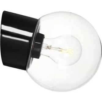 Ifö Electric Classic Globe 150 væglampe IP54, sort/klar glas