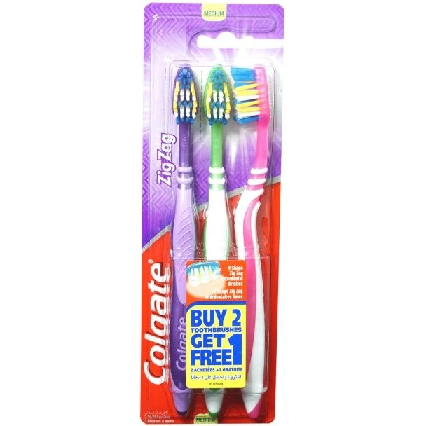 Colgate Zig-Zag medium tandbørster, 3 stk