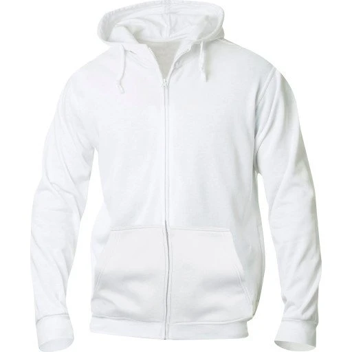 Clique Basic hoodie med lynlås, hvid, 3XL