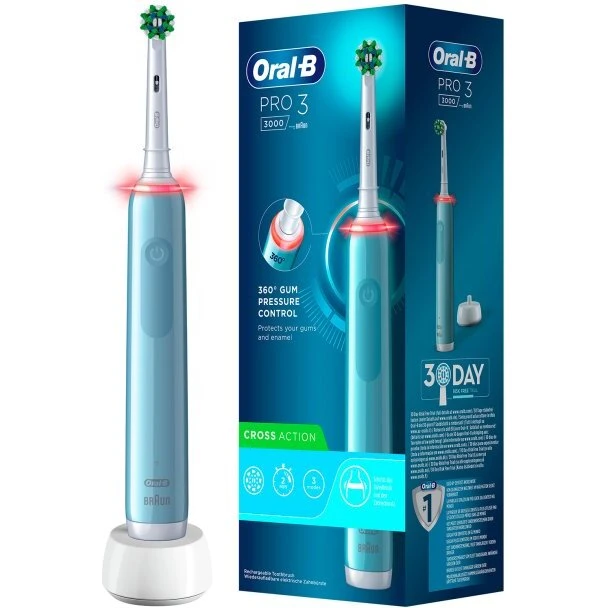 Oral-B Pro 3 3000 el-tandbørste - Blå (CrossAction)