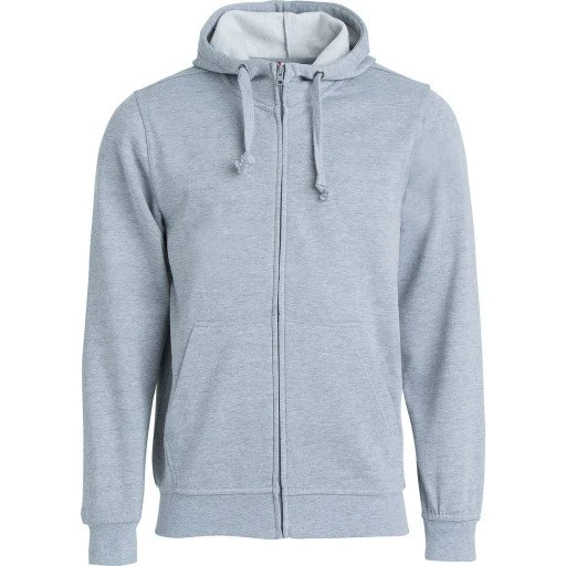 Clique Basic hoodie med lynlås, gråmeleret, str. S