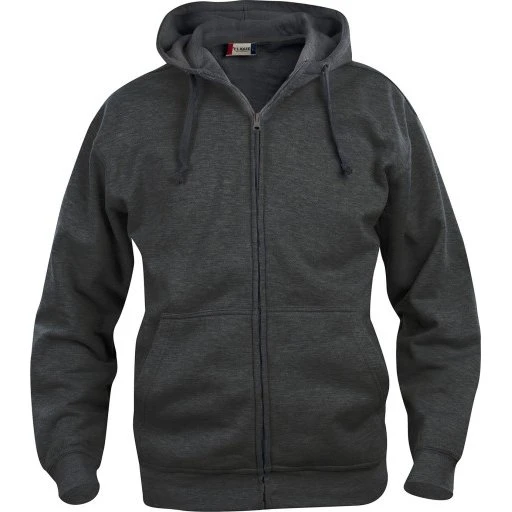 Clique Basic hoodie med lynlås, koksgrå, str. L